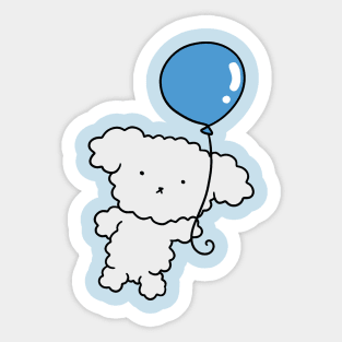 Blue Balloon Bichon Sticker